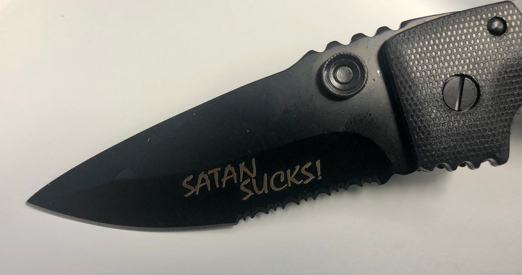 Folding Knife - Satan Sucks